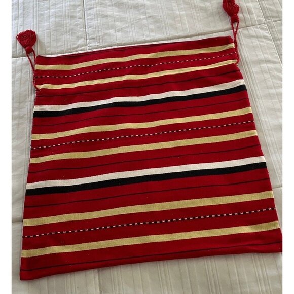 Vintage 1970's Handmade Romanian Drawstring Bag Purse Red Classic Romanian Text - Picture 5 of 8